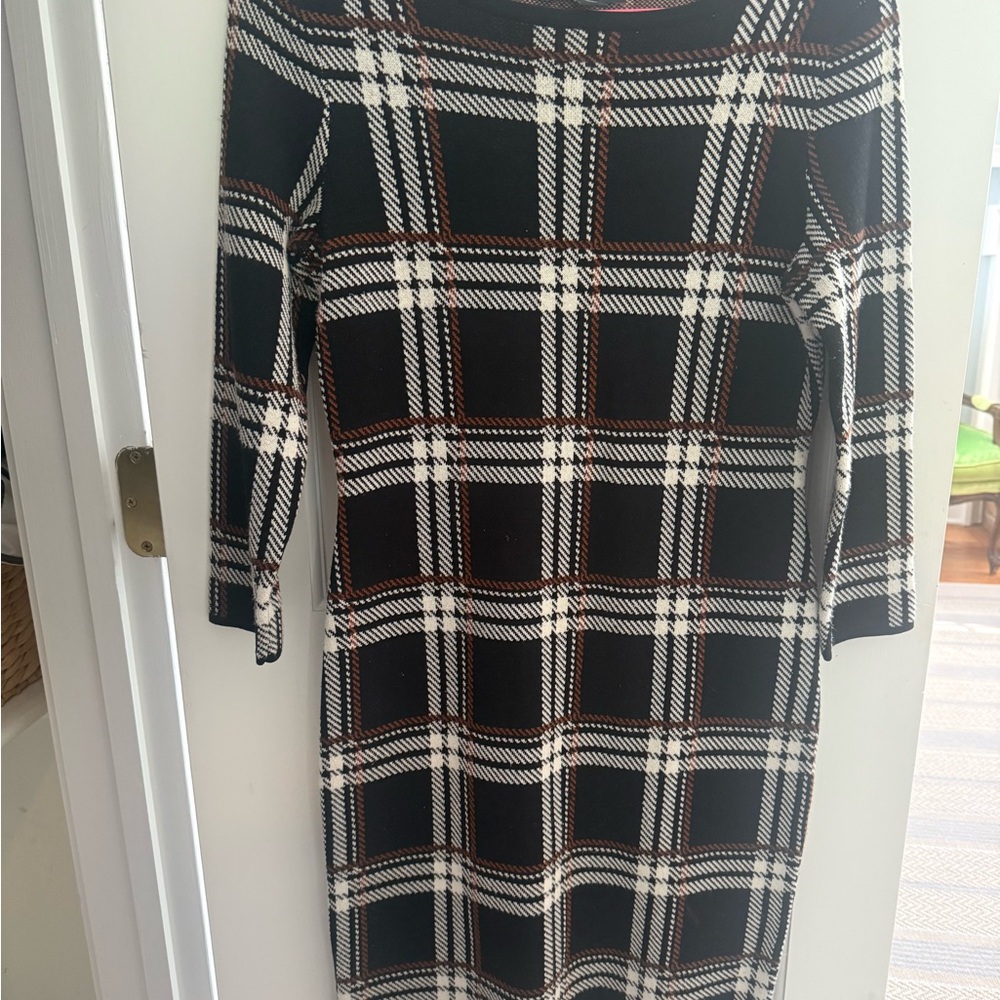 Ann Taylor Black and White Checkered Long Sleeve Dress - Picture 4 of 4
